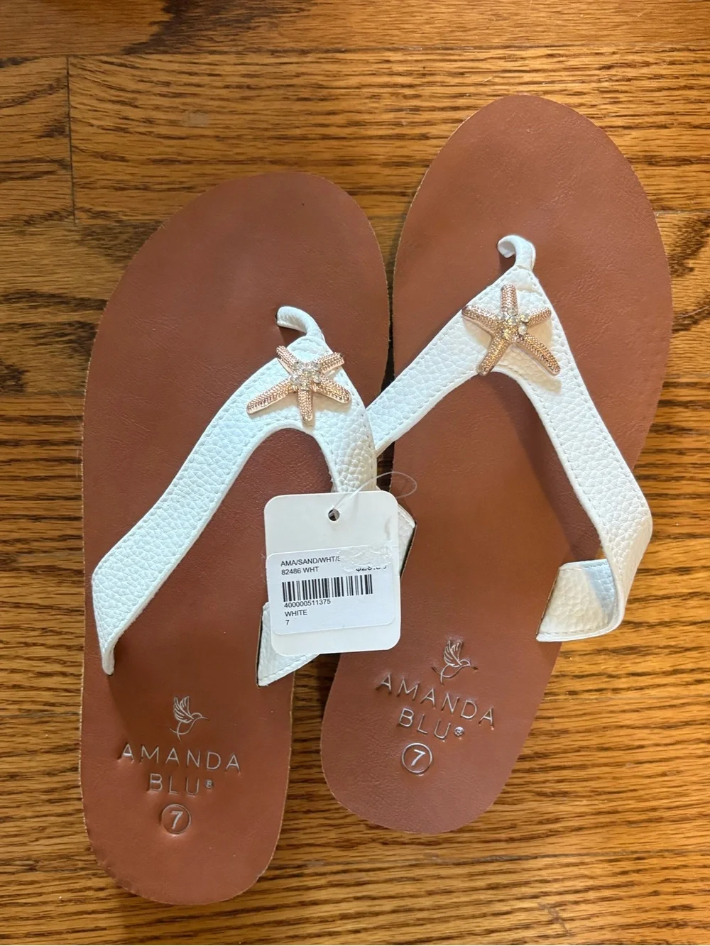 Women's White Starfish Flip Flop Sandals